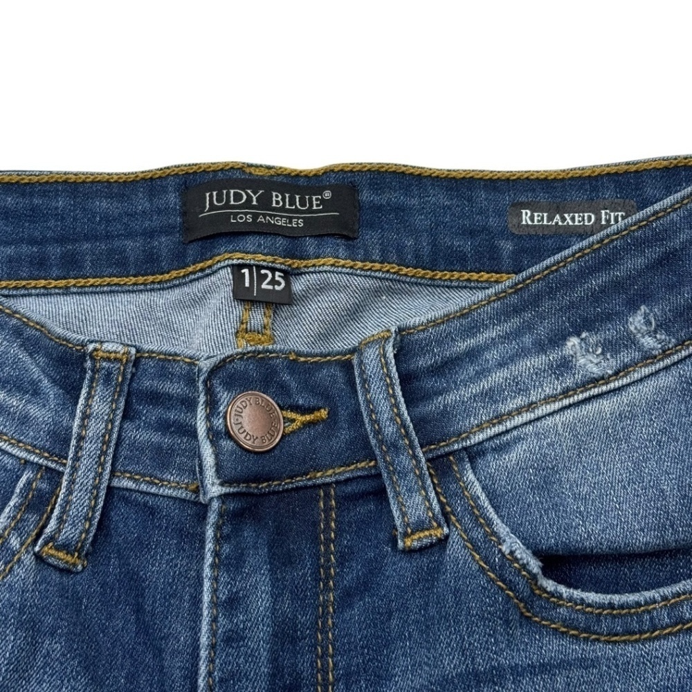 Judy Blue Relaxed Fit Distressed Blue Jeans - Picture 11 of 14